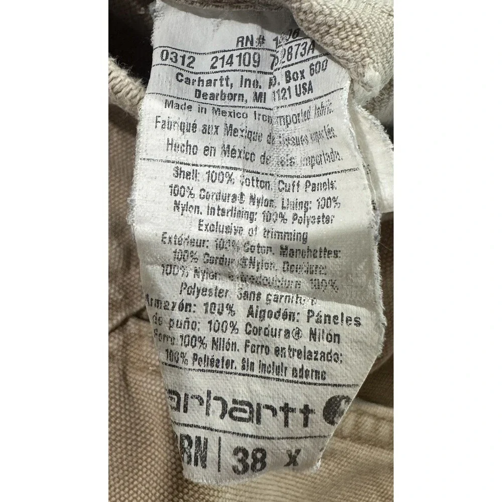 Carhartt Bib Overalls Mens 38x36 Brown Duck Canvas Insulated Workwear R41 BRN